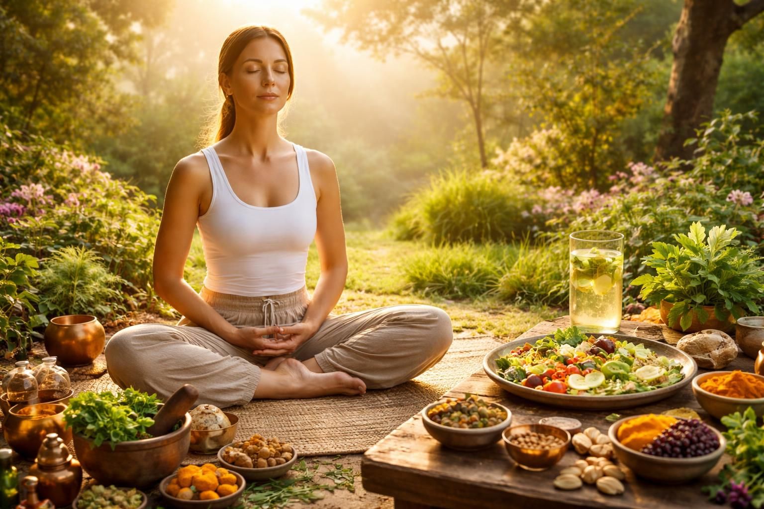 découvrez comment le yoga, l'ayurveda et l'alimentation consciente s'entrelacent pour améliorer votre bien-être physique et mental au quotidien.