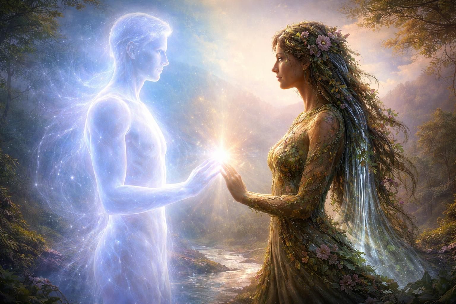 découvrez comment purusha et prakriti représentent l'équilibre fondamental entre l'esprit immatériel et la matière dans la philosophie indienne, explorant l'harmonie entre conscience et nature.