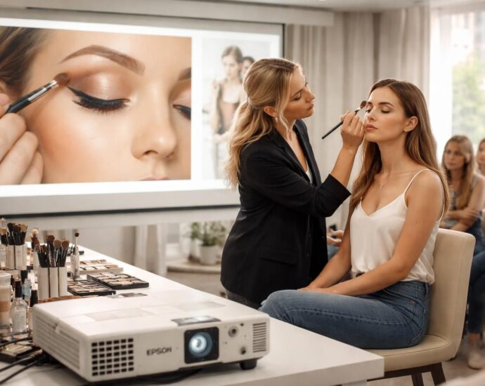 découvrez comment le vidéoprojecteur epson assure une image nette et fidèle lors de votre masterclass maquillage pour une expérience visuelle optimale.